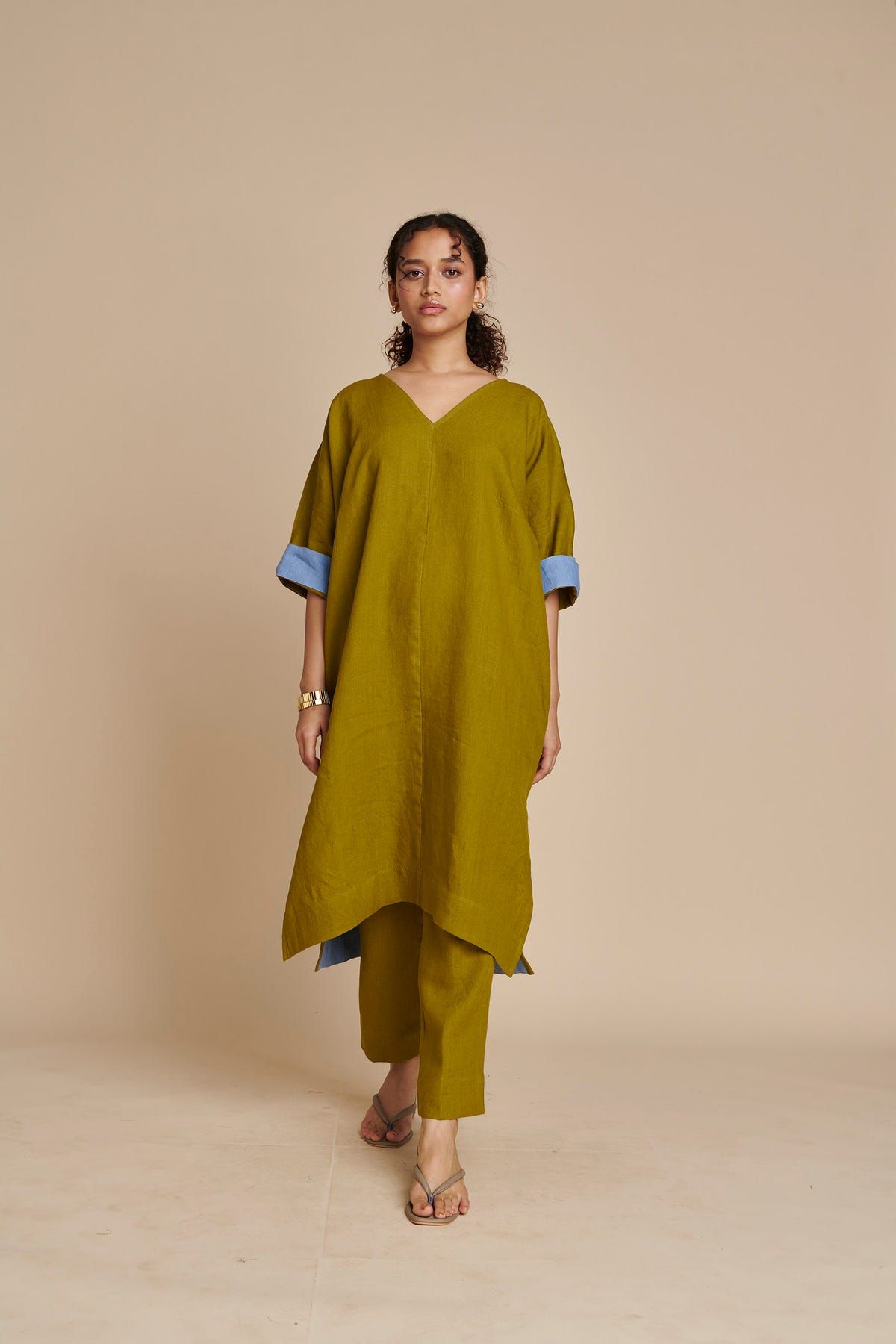 Mehendi Linen Dolman Kurta Set - image 7