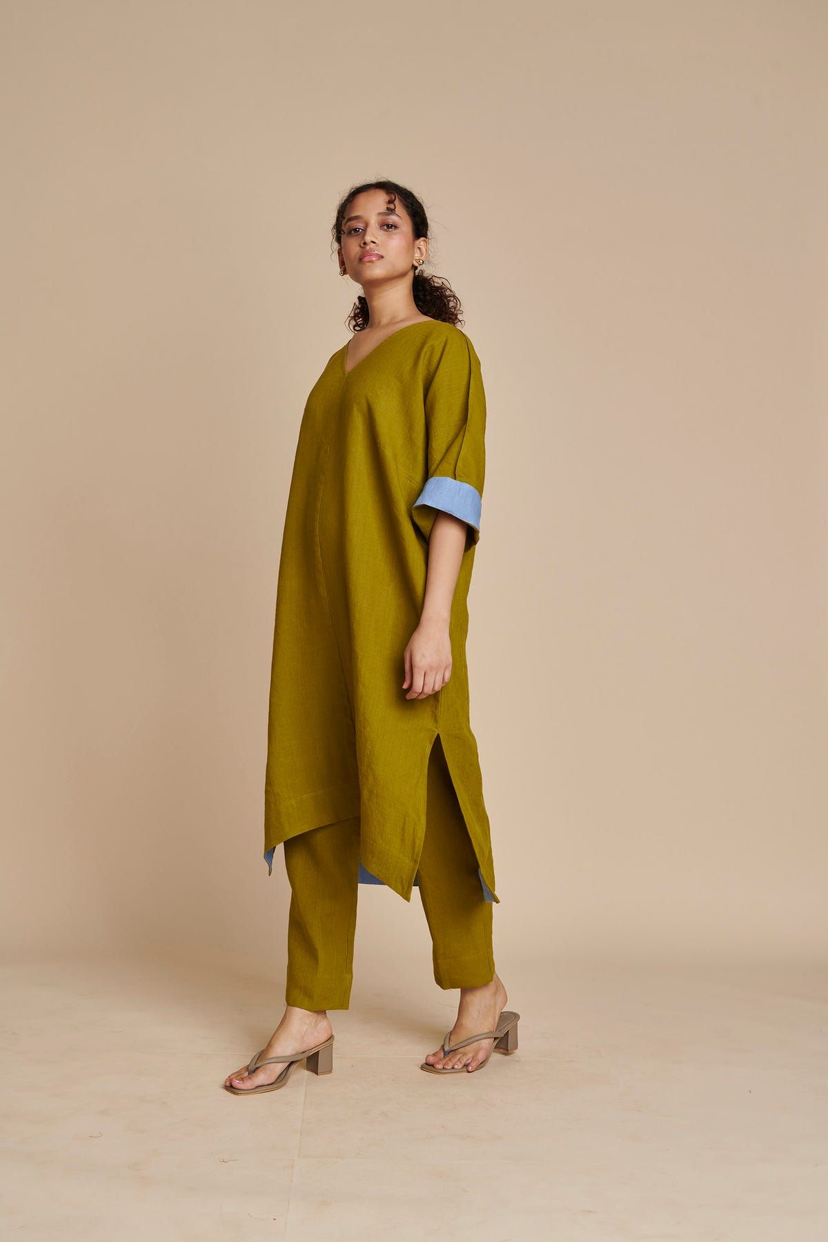 Mehendi Linen Dolman Kurta Set - image 8