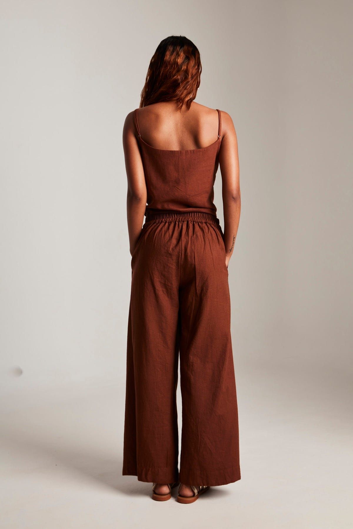 Mocha Co-Linen Wrap Pants - Sale - image 4