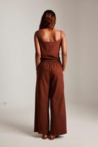 Mocha Co-Linen Wrap Pants - Sale view 4