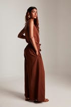 Mocha Co-Linen Wrap Pants - Sale view 6