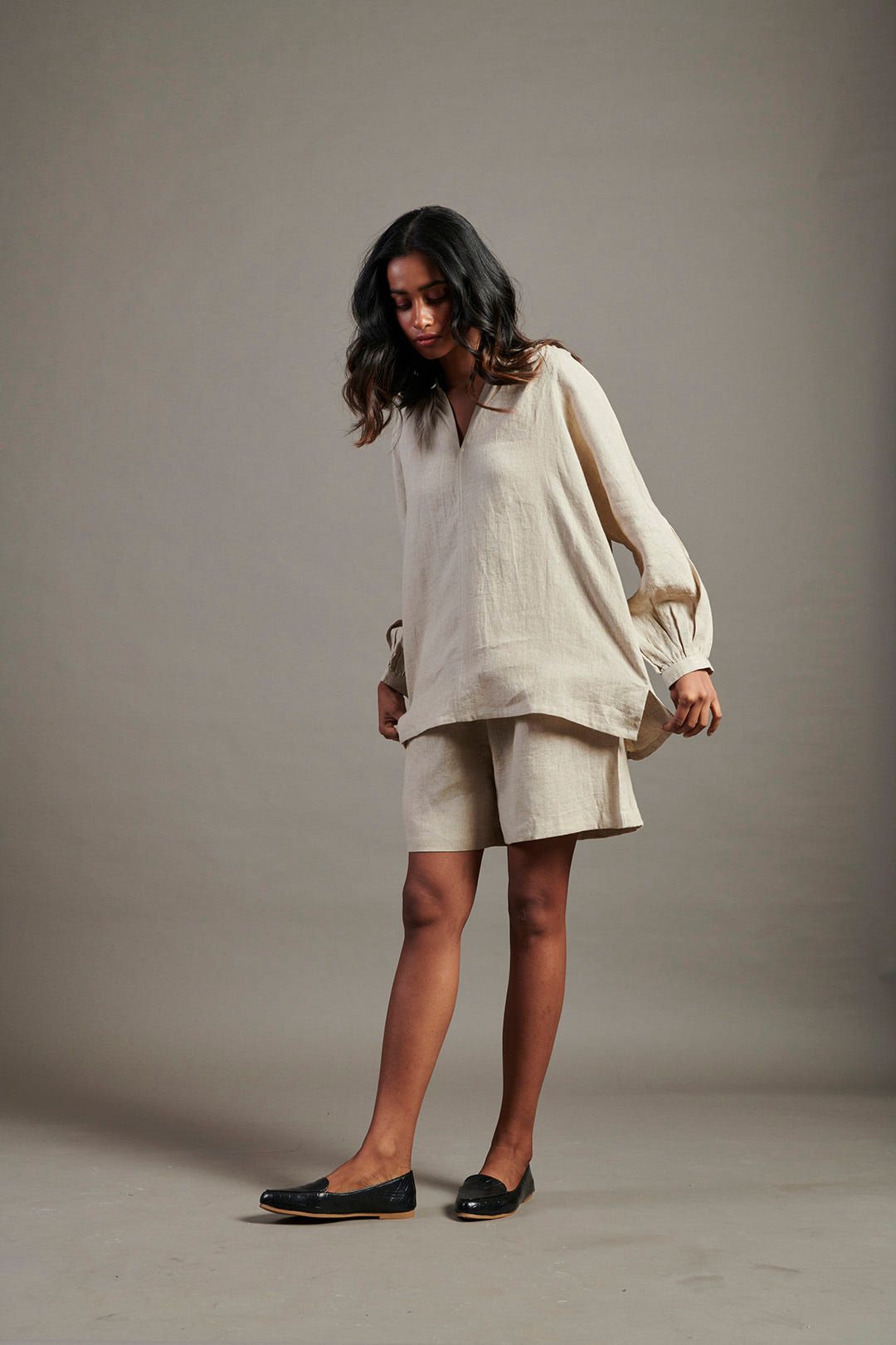 Undyed Linen Billow Shorts Set - image 2
