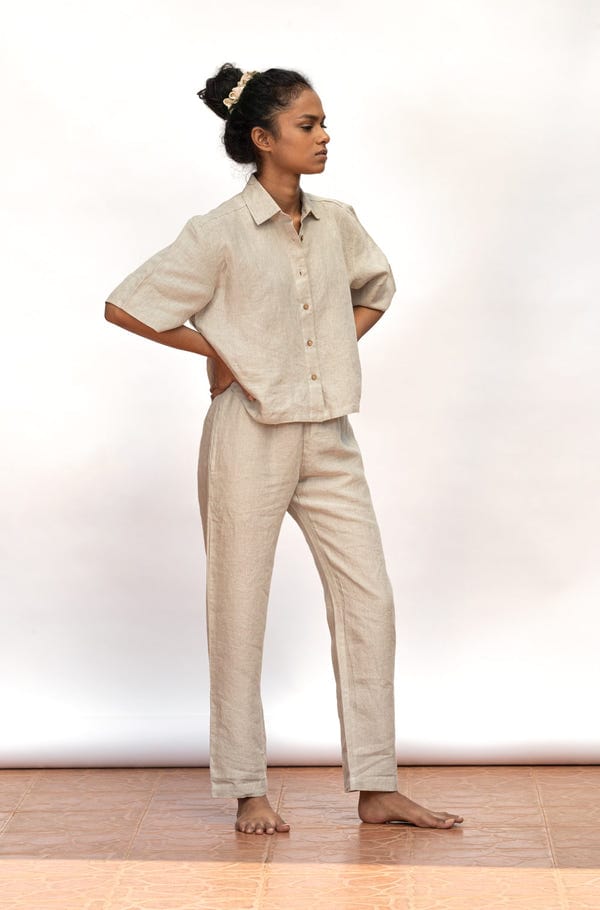 Saphed — Undyed Linen Women's Pyjama Set
