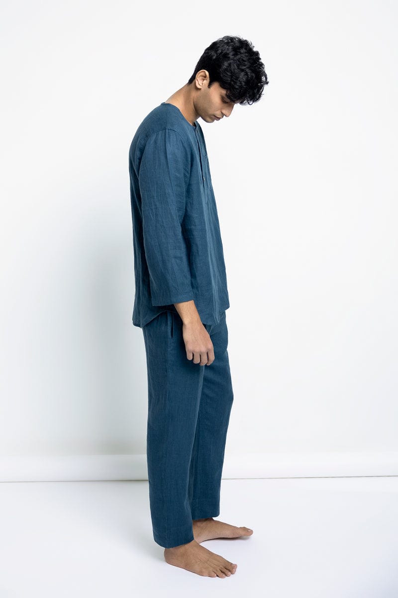 Indigo Linen Men's Short Kurta - image 4