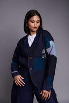 Patchwork Linen Embroidered Blazer view 1