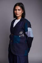 Patchwork Linen Embroidered Blazer view 3