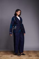 Patchwork Linen Embroidered Blazer view 6
