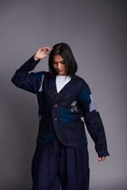 Patchwork Linen Embroidered Blazer view 7