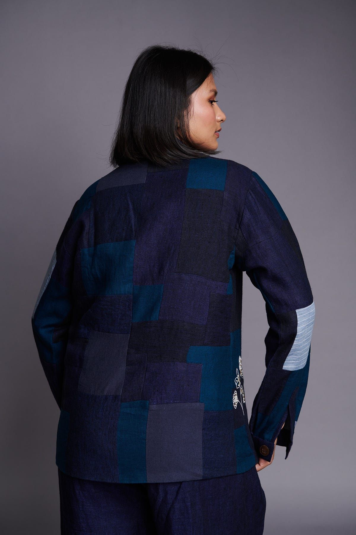 Patchwork Linen Embroidered Blazer - image 10