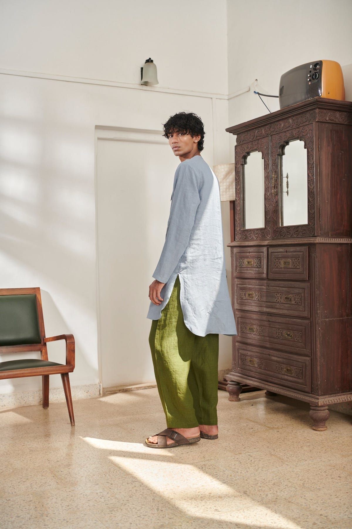 Sky Kai Linen Men's Round Hem Kurta Set - Sale - image 4