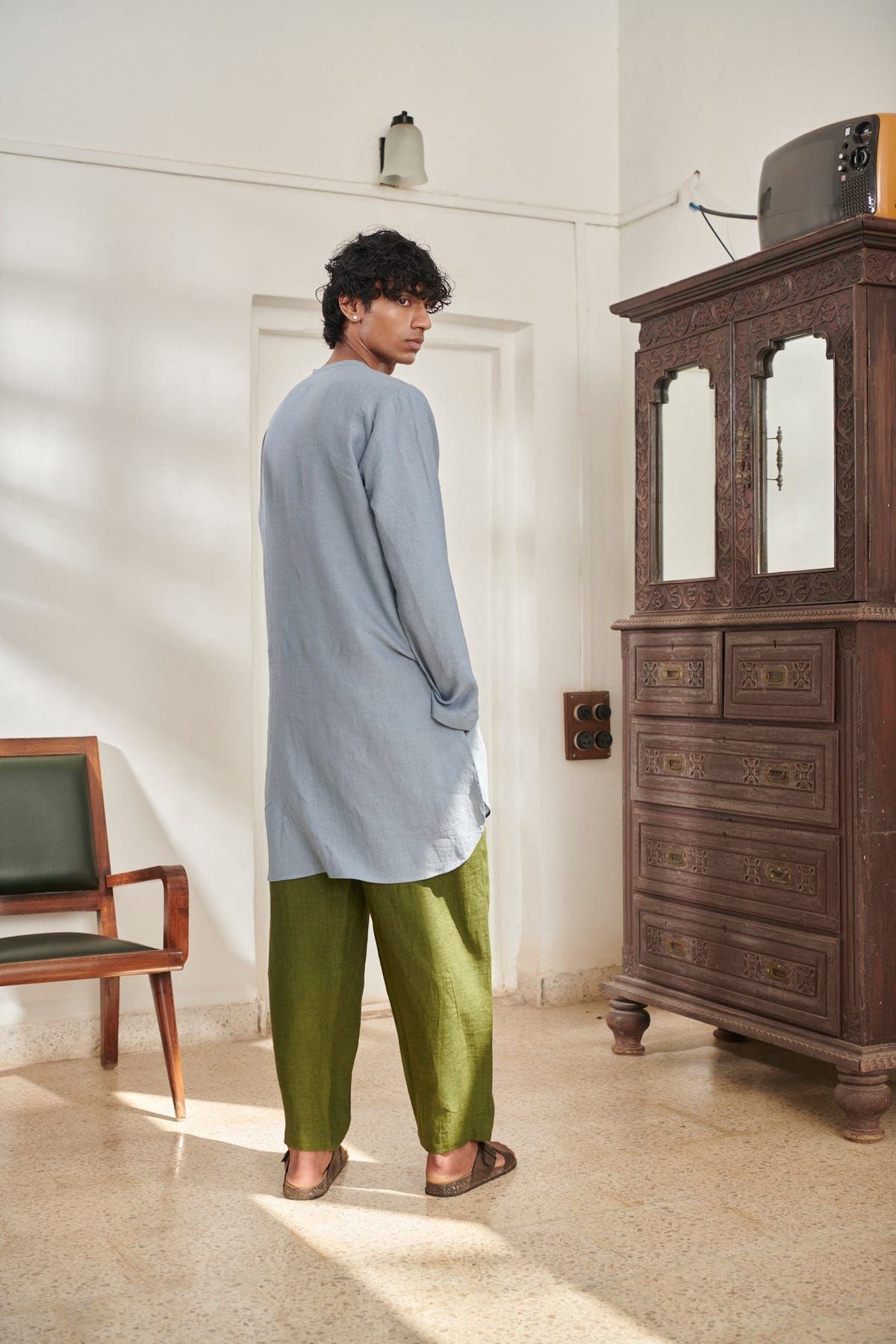 Sky Kai Linen Men's Round Hem Kurta Set - Sale - image 8