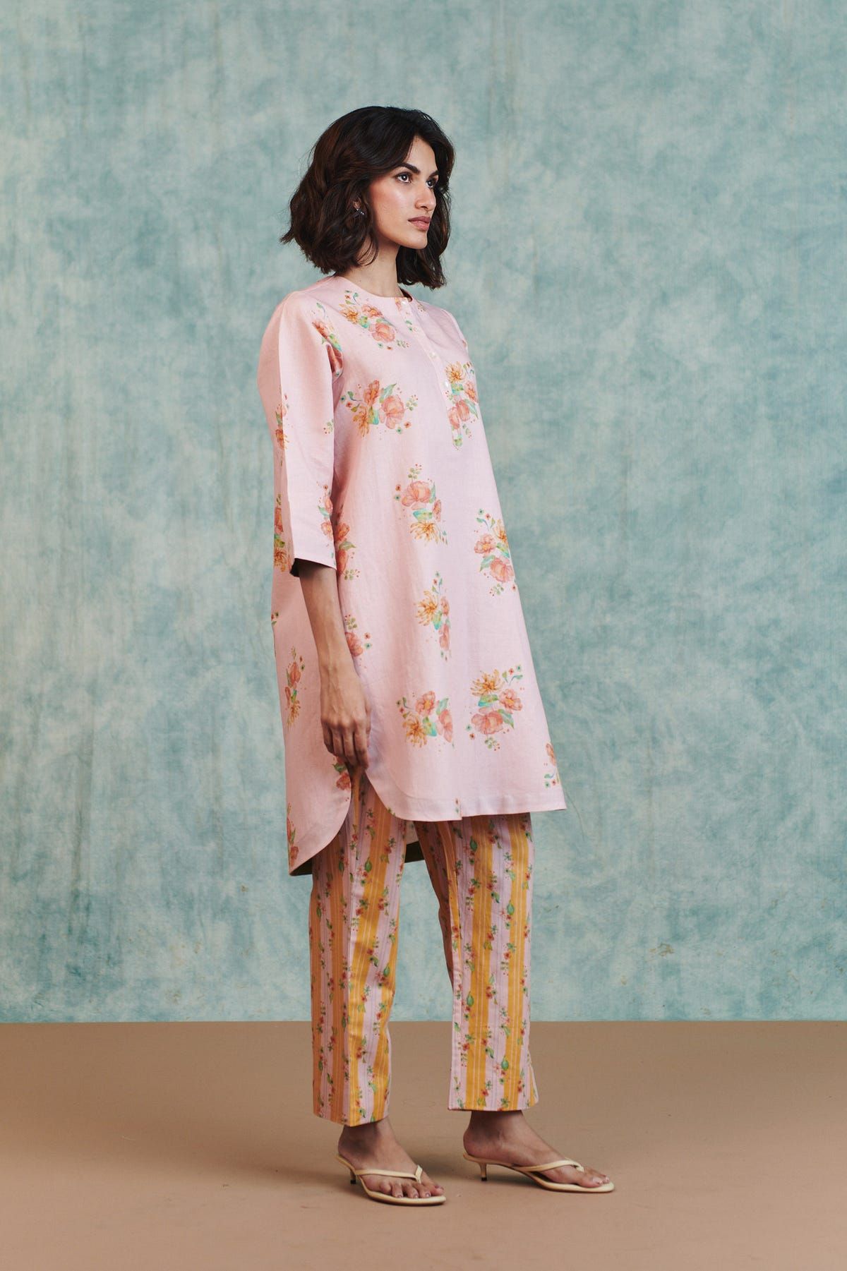 Flora Co-Linen Round Hem Kurta Set - image 1