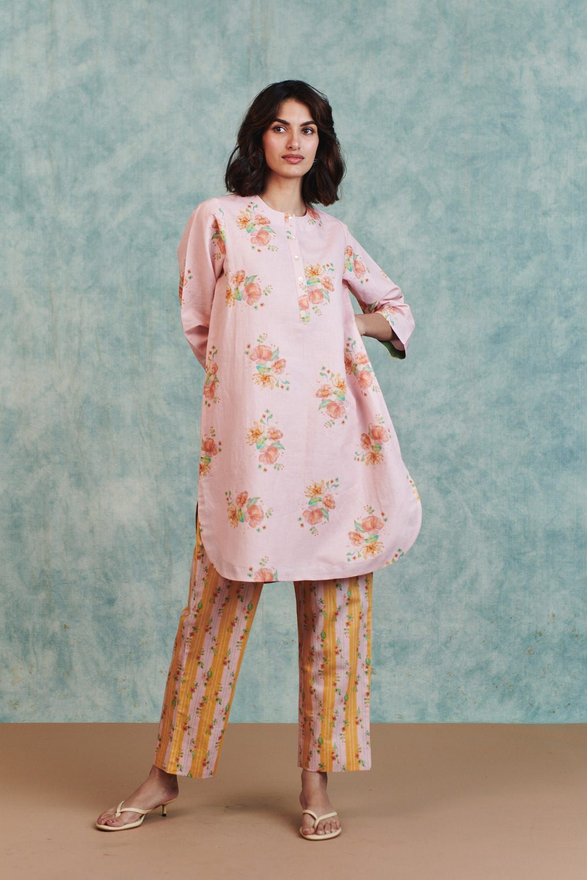 Flora Co-Linen Round Hem Kurta Set - image 3