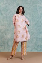 Flora Co-Linen Round Hem Kurta Set view 3