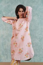 Flora Co-Linen Round Hem Kurta Set view 4