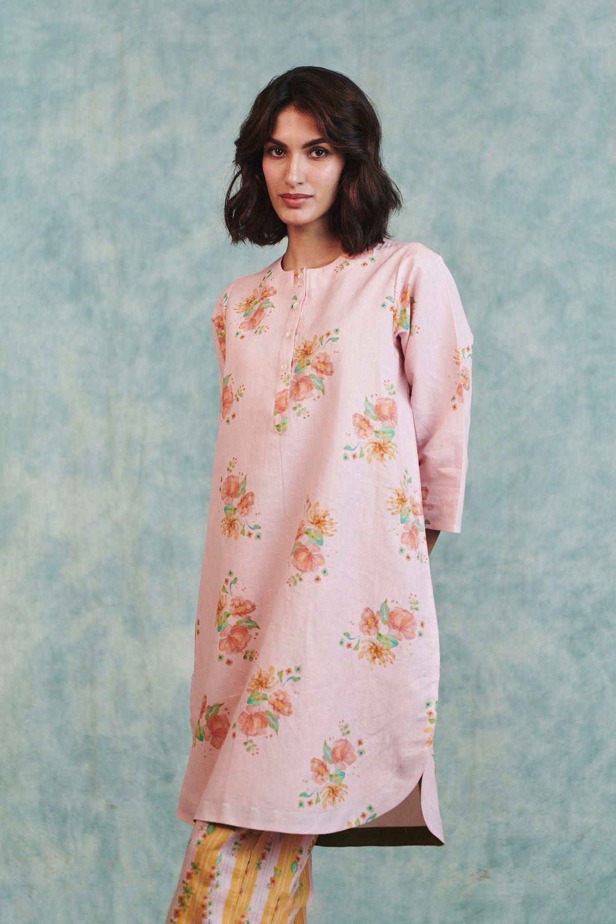 Flora Co-Linen Round Hem Kurta Set - image 7