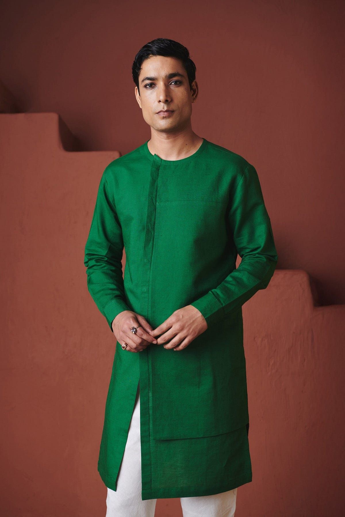Panna Linen Men's Side Panel Kurta - Sale - image 3