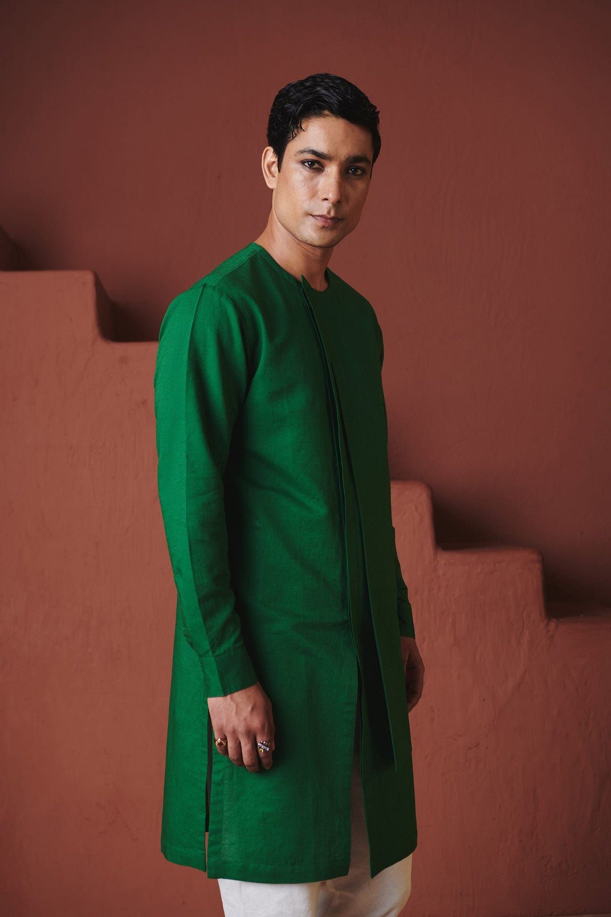 Panna Linen Men's Side Panel Kurta - Sale - image 6