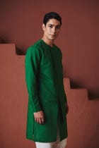 Panna Linen Men's Side Panel Kurta - Sale view 6