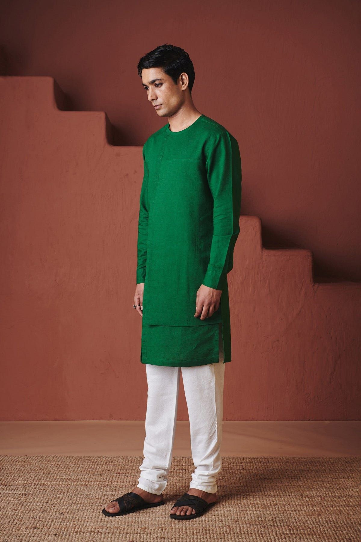 Panna Linen Men's Side Panel Kurta - Sale - image 7
