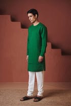 Panna Linen Men's Side Panel Kurta - Sale view 7
