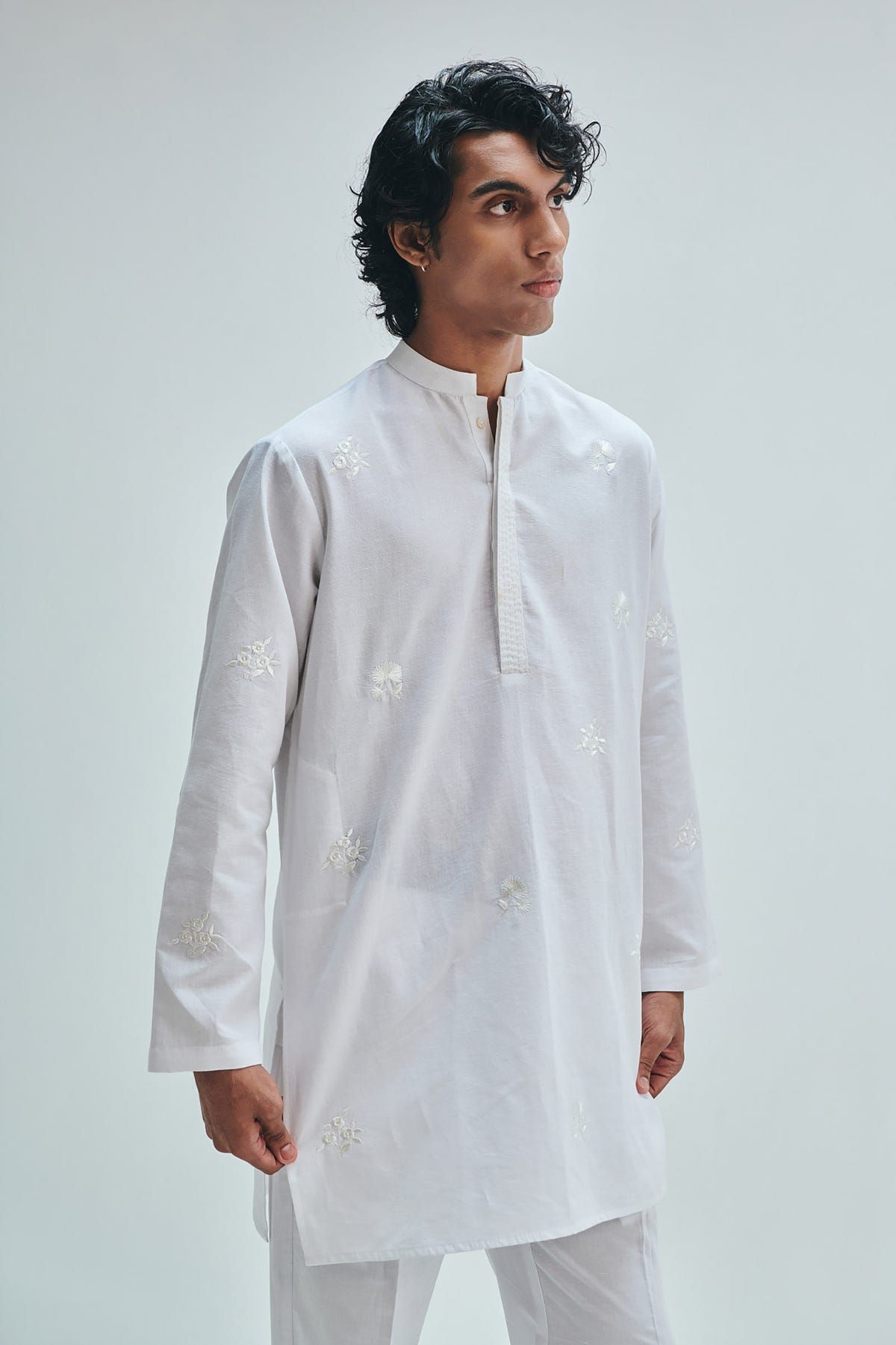 Taj Co-Linen Embroidered Men's Band Collar Kurta - image 1