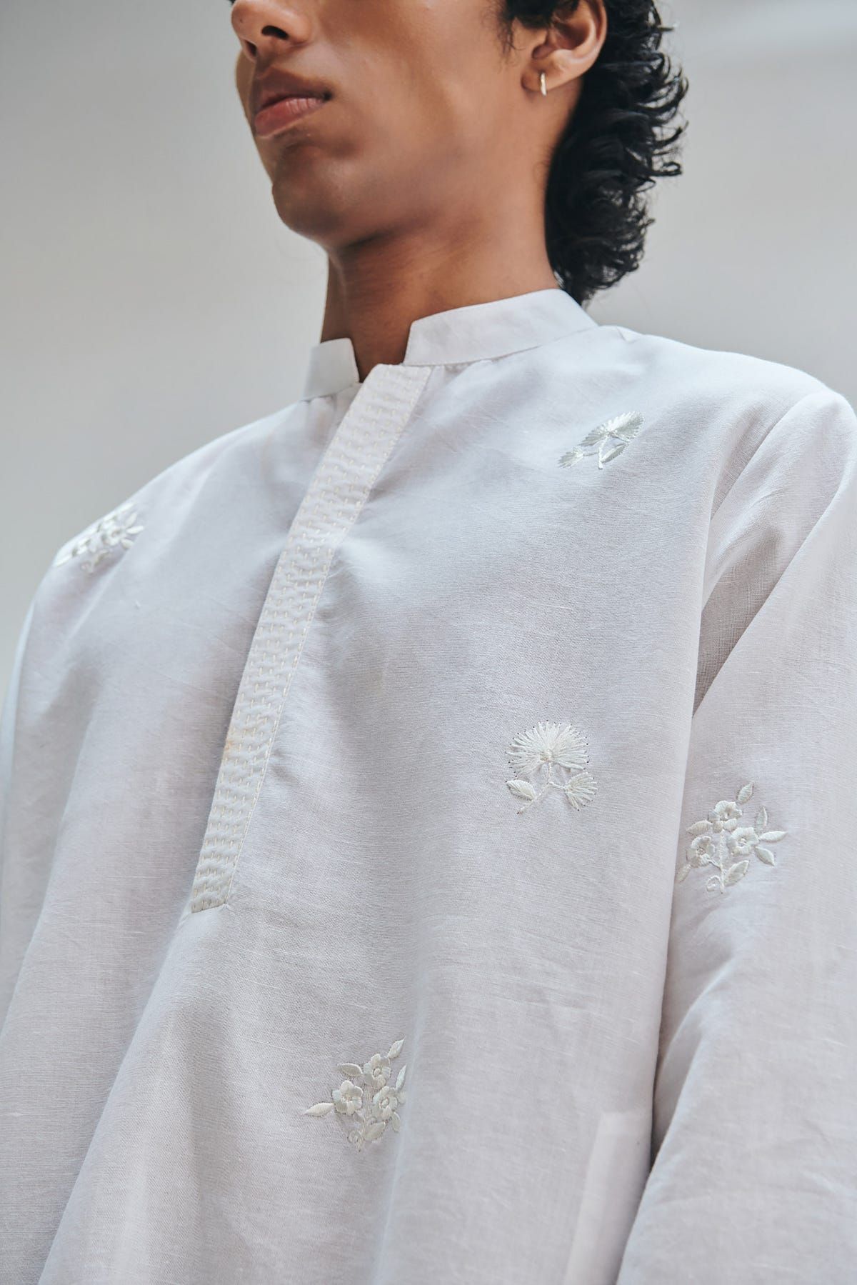 Taj Co-Linen Embroidered Men's Band Collar Kurta - image 11