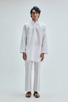 Taj Co-Linen Embroidered Men's Band Collar Kurta view 2