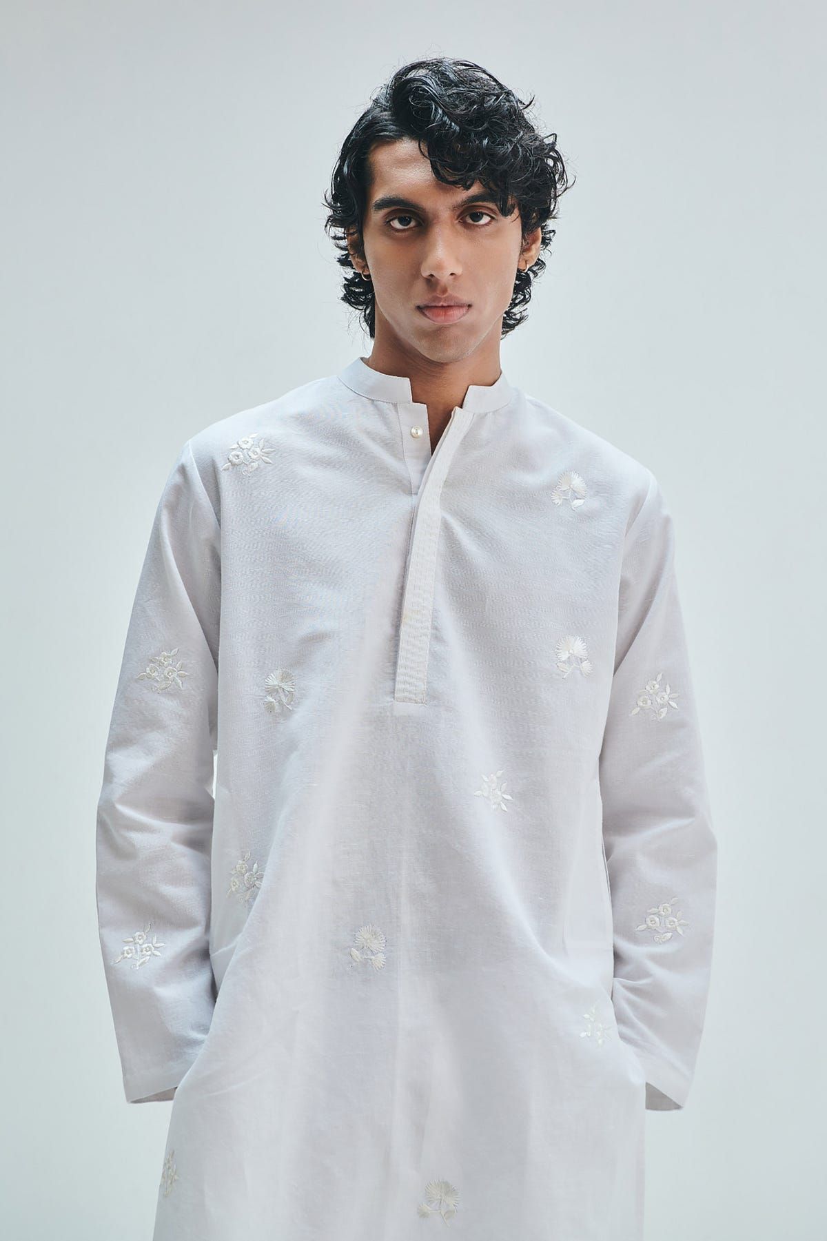 Taj Co-Linen Embroidered Men's Band Collar Kurta - image 10