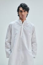 Taj Co-Linen Embroidered Men's Band Collar Kurta view 10