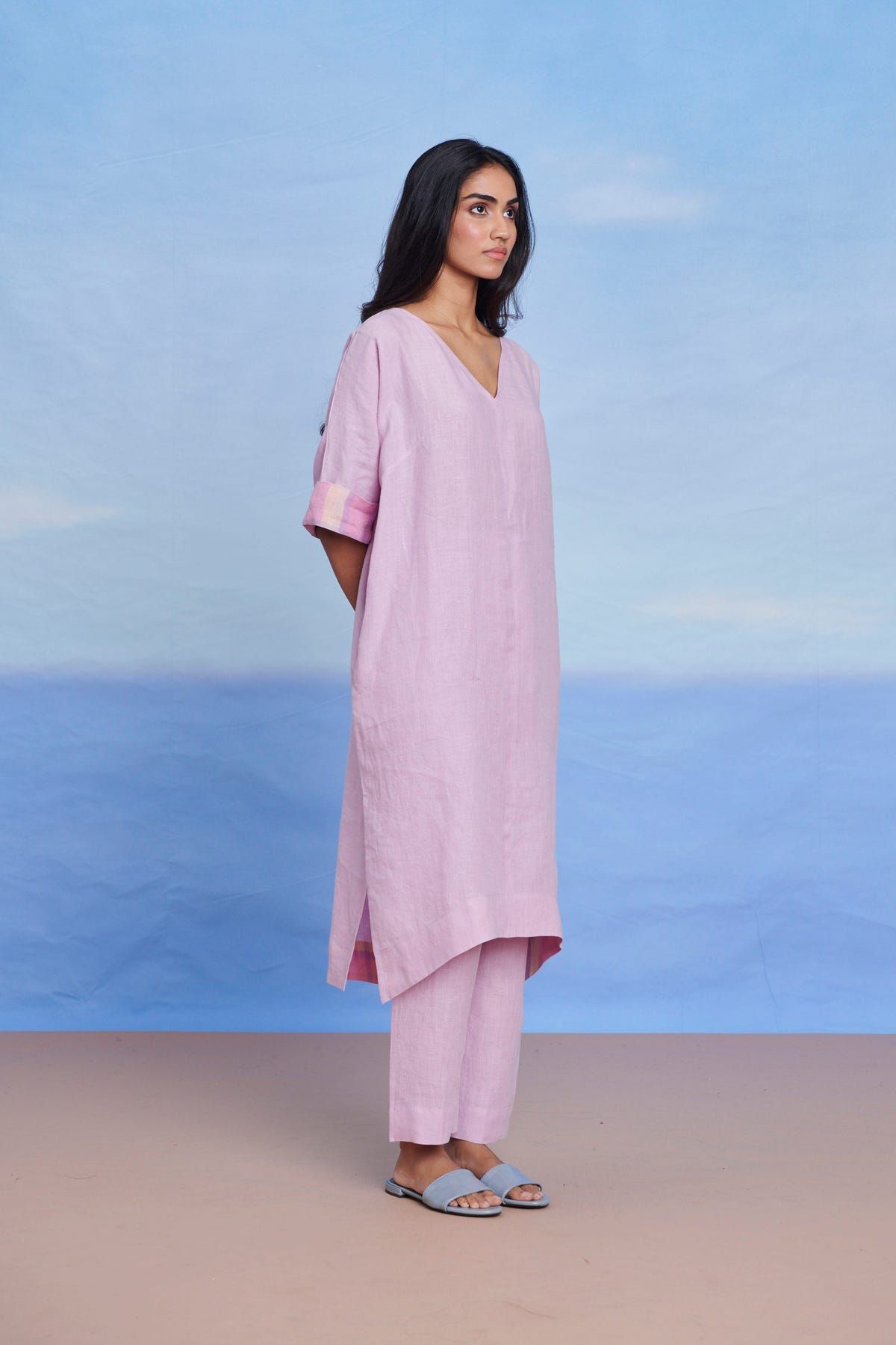 Lilac Linen Dolman Kurta Set - Sale - image 1
