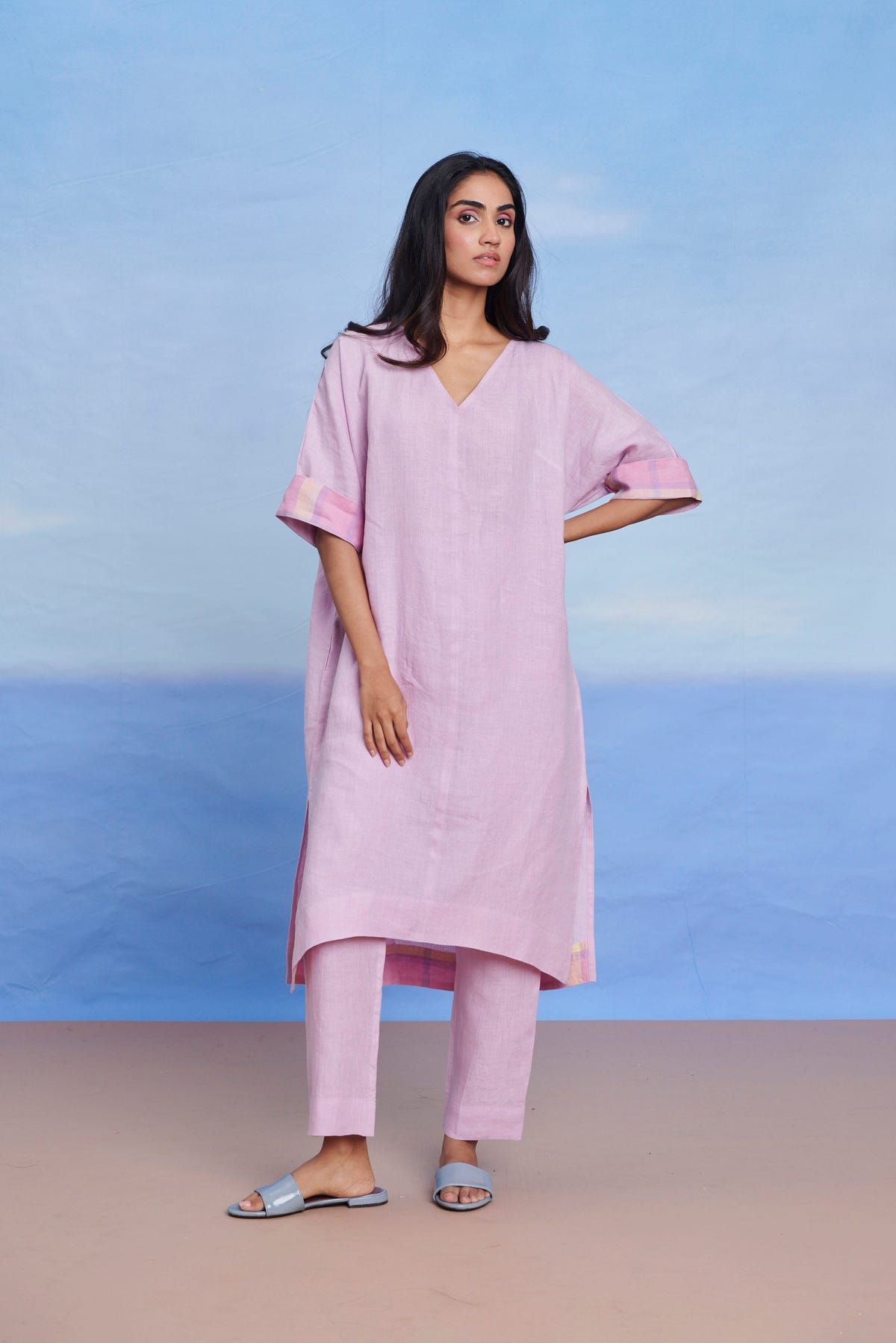 Lilac Linen Dolman Kurta Set - Sale - image 7