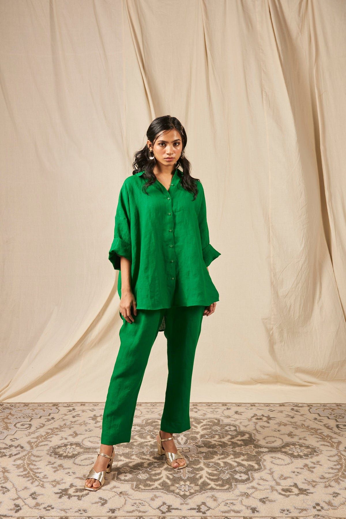 Panna Linen Pleated Pants - image 1