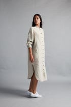 Undyed Linen Shirt Dress view 2