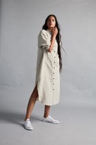 Undyed Linen Shirt Dress view 4