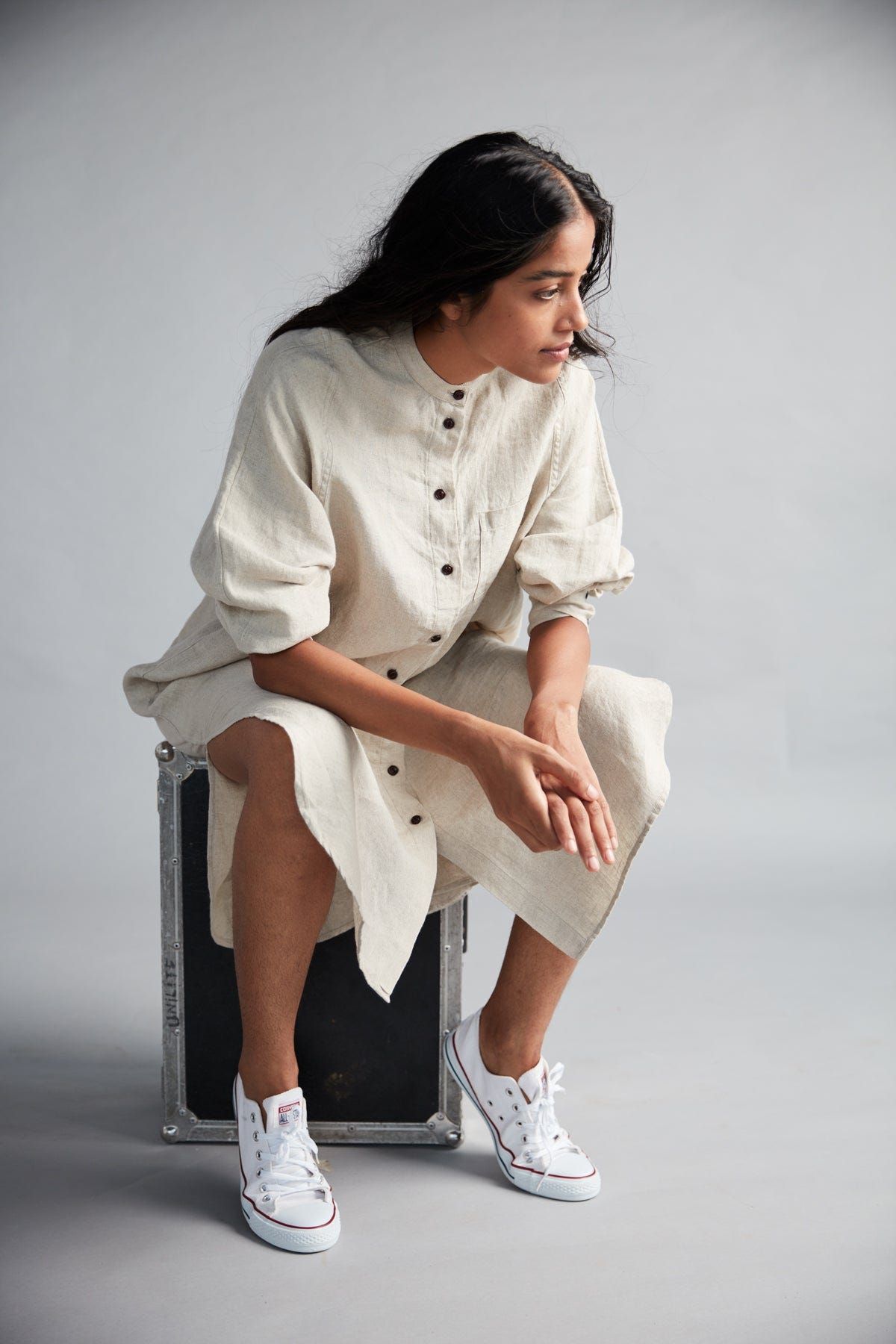 Undyed Linen Shirt Dress - image 5
