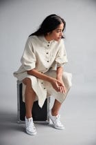 Undyed Linen Shirt Dress view 5