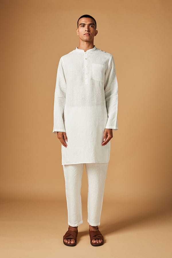 Saphed — Taj Co-Linen Men's Classic Kurta