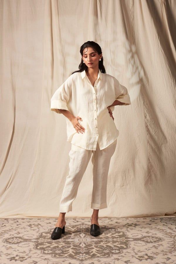 Saphed — Taj Co-Linen Pleated Pants