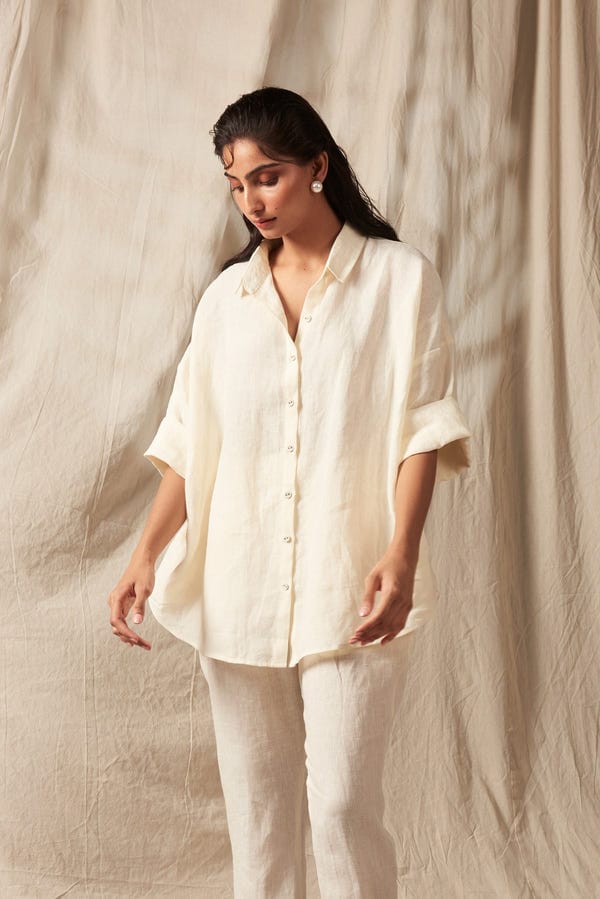 Saphed — Taj Co-Linen Pleated Pants