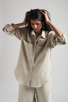 Undyed Linen Oversized Pocket Shirt Set view 2
