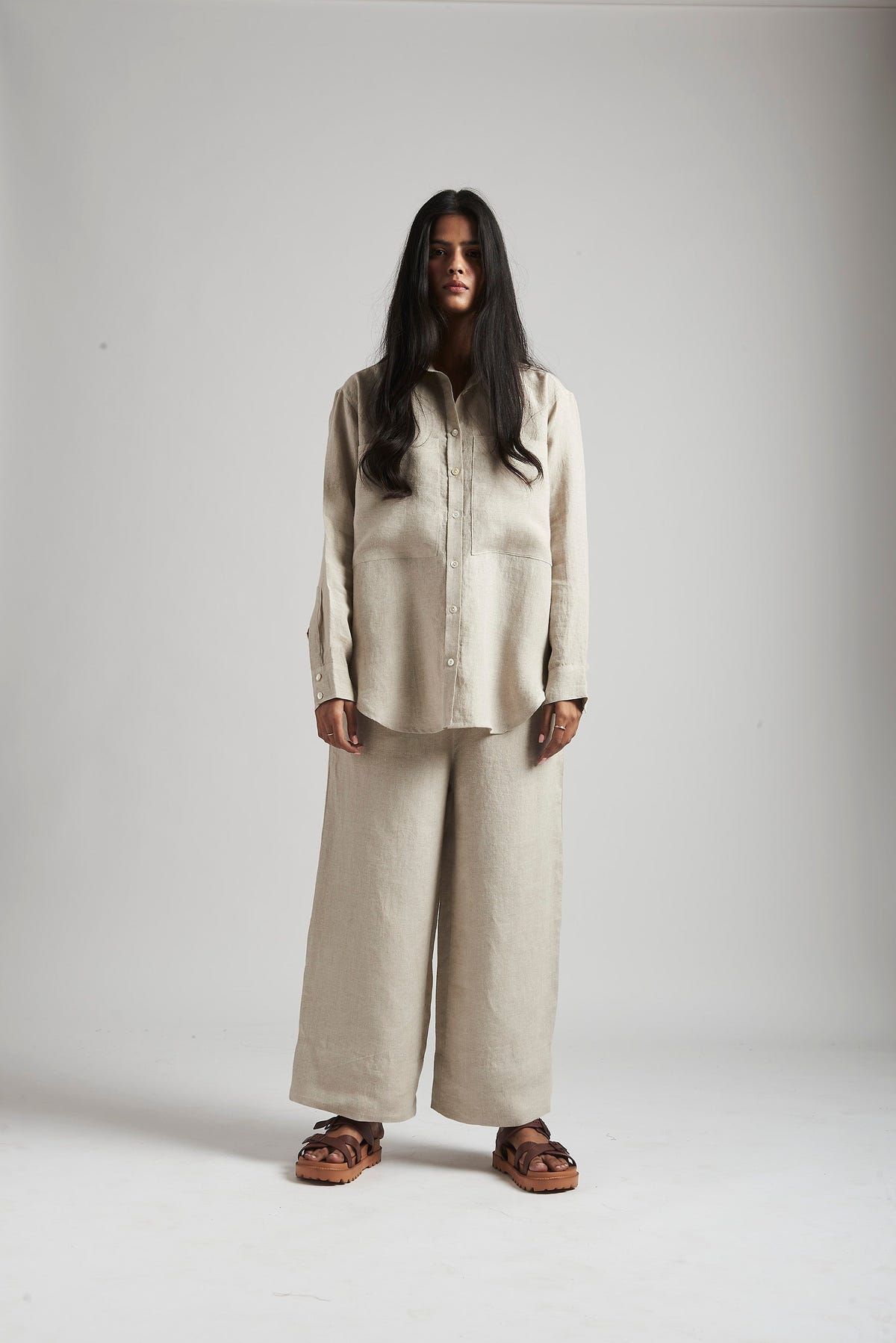 Undyed Linen Oversized Pocket Shirt Set - image 9