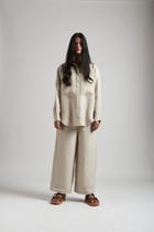 Undyed Linen Oversized Pocket Shirt Set view 9