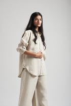 Undyed Linen Oversized Pocket Shirt Set view 10