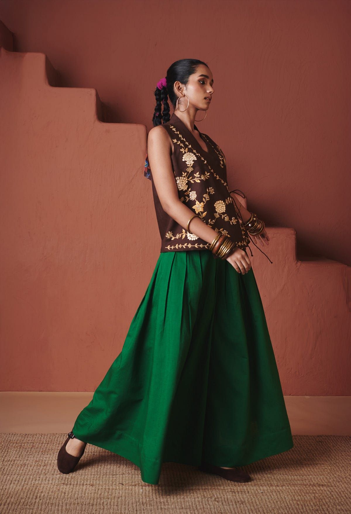 Panna Linen Multi-Pleated Pants - image 7