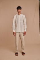 Undyed Linen Men's Pleated Tapered Pants - Sale view 1