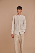 Undyed Linen Men's Pleated Tapered Pants - Sale view 4