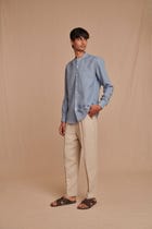 Undyed Linen Men's Pleated Tapered Pants - Sale view 5