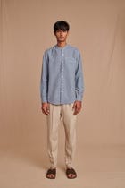 Sky Linen Men's Band Collar Shirt – Slim Fit view 2