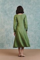 Moss Linen Pleated Waist Dress view 5